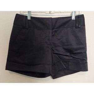 Express Women's Black Cuffed Chino Dress Shorts Mid Rise Stretch 6 x 4.5" Inseam